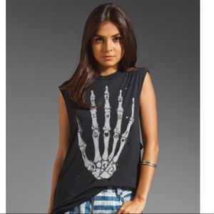 UNIF skeleton hand distressed muscle tank